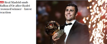 The worldwide reaction to Rodri’s Ballon d’Or as Vini Jr misses out