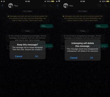 WhatsApp permitirá guardar los mensajes temporales para que no se borren, ¿qué sentido tiene?
