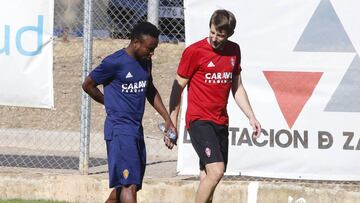 Igbekeme durante un entrenamiento del Zaragoza.