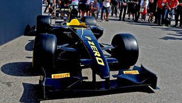 El F1 con las ruedas de 2017 que Pirelli present¨® en M¨®naco.