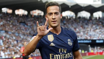Lucas Vázquez, celebrando su gol en Balaídos a principios de temporada.
