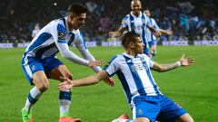 Soares festeja el primer tanto del partido ante el Sporting.