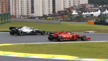 Lewis Hamilton (Mercedes) y Charles Leclerc (Ferrari). Interlagos, Brasil. F1 2019.