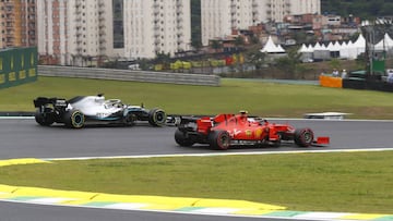 Lewis Hamilton (Mercedes) y Charles Leclerc (Ferrari). Interlagos, Brasil. F1 2019. 