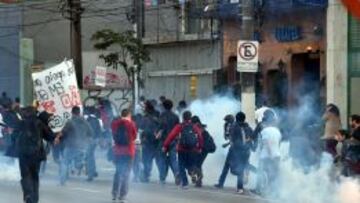 Gas contra los huelguistas del metro de Sao Paulo