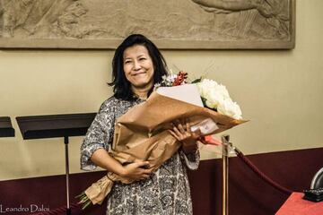 Yoko Shimomura durante el concierto Melidiosa en París.