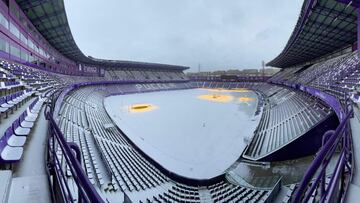Ayer el estadio Zorrilla estaba completamente nevado.