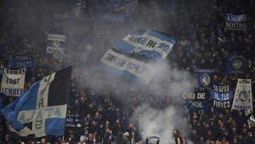 Soccer Football - Champions League - Group C - Atalanta v Manchester City - San Siro, Milan, Italy - November 6, 2019 Atalanta fans Action Images via Reuters/Carl Recine