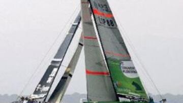 <b>CAMPEÓ EL TEMPORAL.</b> El barco español cumplió las expectativas en una jornada marcada por las inclemencias del tiempo.