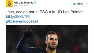 Las Palmas hace oficial la cesión de Jesé y el plan de presentación