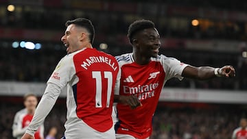 Mikel Merino and Bukayo Saka were on target for Arsenal who reduce the gap at the top Premier League table to nine points.