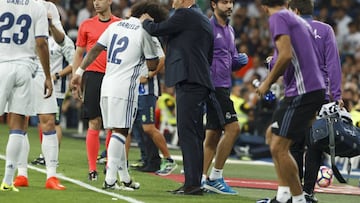 Marcelo se marchó lesionado en el minuto 42 de partido