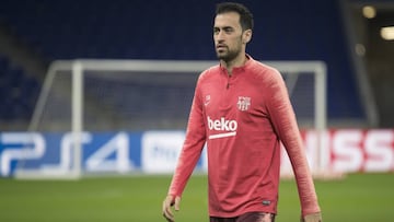 El centrocampista del Barcelona, Sergio Busquets, durante un entrenamiento.