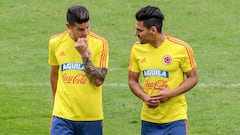Falcao y James juntos en la práctica de la Selección en El Campín