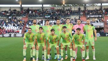 Once inicial del Málaga ante el Mérida.