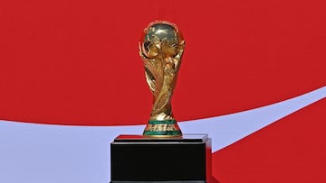 The FIFA World Cup trophy is pictured in Mexico City on February 27, 2026. (Photo by Carl de Souza / AFP)