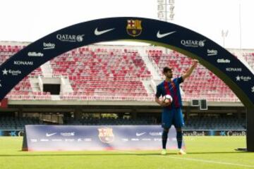 André Gomes, nuevo jugador del FC Barcelona en su presentación.