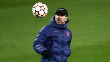 Simeone, durante una sesión del Atlético esta semana.