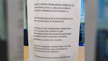 Desesperaci¨®n en un centro de salud por la falta de ayuda: "Estamos a punto del colapso"