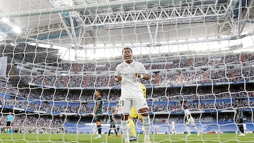Rodrygo celebra el segundo gol del Madrid.