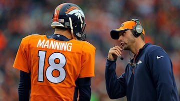 Peyton Manning y Adam Gase durante su etapa juntos en los Denver Broncos.