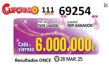 Cuponazo de la ONCE: comprobar los resultados del sorteo hoy, viernes 28 de marzo