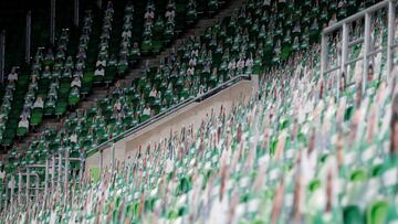 Soccer Football - Champions League - Play-off - Second Leg - Ferencvaros v Molde - Groupama Arena, Budapest, Hungary - September 29, 2020 Cutout photos of fans in the stands before the match REUTERS/Bernadett Szabo