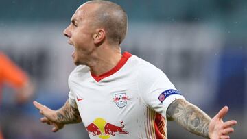 Soccer Football - Champions League - Group H - RB Leipzig v Istanbul Basaksehir - Red Bull Arena, Leipzig, Germany - October 20, 2020 RB Leipzig&#039;s Angelino celebrates scoring their second goal REUTERS/Annegret Hilse