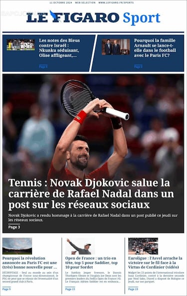 Novak Djokovic salue la carrere de Rafael Nadal dans un post sur les réseaux sociaux (Novak Djokovic elogia la carrera de Rafael Nadal en una publicación en las redes sociales)