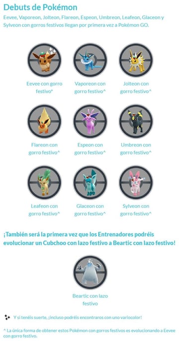 Pok&eacute;mon que debutan en el evento Fiestas Invernales Segunda Parte de Pok&eacute;mon GO