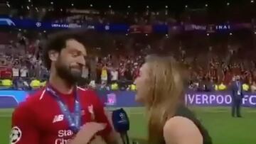 Salah recoils thinking Spanish journalist is going in for a kiss