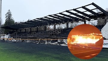 Aficionados incendian el estadio tras el descenso del equipo a segunda