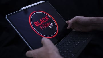 Cartel publicitario del Black Friday en ventas online. En Sevilla (Andaluc&iacute;a, Espa&ntilde;a), a 20 de noviembre de 2020.
 20 NOVIEMBRE 2020
 Mar&iacute;a Jos&eacute; L&oacute;pez / Europa Press
 20/11/2020