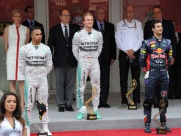 Lewis Hamilton, Nico Rosberg y Daniel Ricciardo.