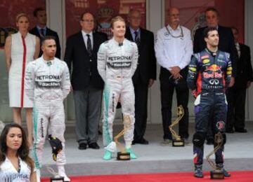 Lewis Hamilton, Nico Rosberg y Daniel Ricciardo.