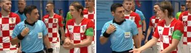 Las cámaras captan las quejas de Modric al árbitro en el descanso