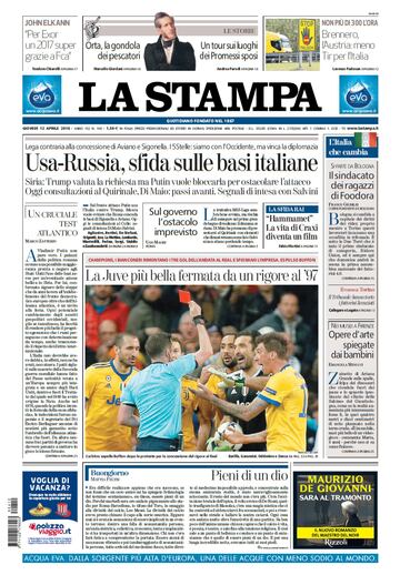 La Stampa (Turín, Italia): "La mejor Juventus frustrada por un penalti en el 97'. Los blanquinegros remontaron los tres goles de la ida al Real y rozaron la hazaña. Expulsado Buffon".