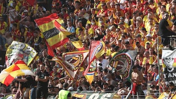 Soccer Football - Ligue 1 - RC Lens v Lille - Stade Bollaert-Delelis, Lens, France - September 18, 2021 RC Lens fans before the match REUTERS/Pascal Rossignol