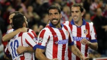 Raúl García celebra su gol al Olympiacos.