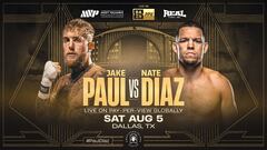 Cartel del combate entre Jake Paul y Nate Díaz.