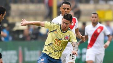 James Rodr&iacute;guez en el amistoso de la Selecci&oacute;n Colombia ante Per&uacute;.