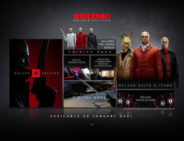 Contenido de la edici&oacute;n deluxe de Hitman 3.