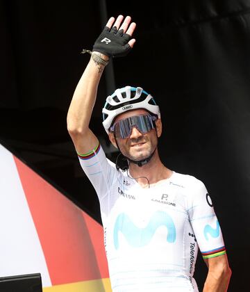 Alejandro Valverde antes de la etapa de hoy. 