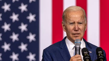 PORTLAND, OREGON, USA - OCTOBER 15: United States President Joe Biden speaks to support local Democratic candidates and to explain the cost-reductions he has arranged in prescription medications in Portland, Oregon United States on October 15, 2022. (Photo by John Rudoff/Anadolu Agency via Getty Images)
