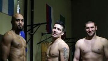 <b>LA CUADRILLA. </b>Gabriel Campillo entrena junto a 'Maravilla' Martínez y el 'pesado' ruso Abdusalamov.