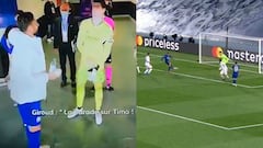 La charla Courtois - Giroud en el vestuario por el fallo de Werner