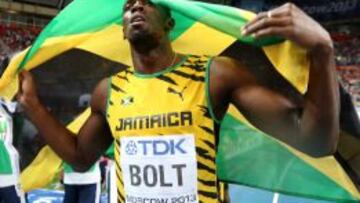 Bolt, en la celebración de su título en los 100 metros.
