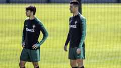 Joao F&eacute;lix y Cristiano Ronaldo con la selecci&oacute;n portuguesa. 