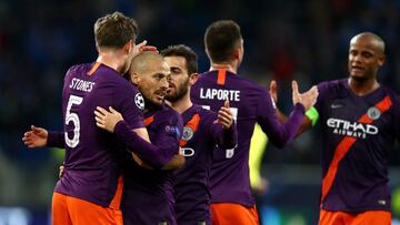 SINSHEIM, GERMANY - OCTOBER 02:  David Silva of Manchester City celebrates with teammates following his sides victory in during the Group F match of the UEFA Champions League between TSG 1899 Hoffenheim and Manchester City at Wirsol Rhein-Neckar-Arena on 