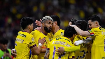 Rodrigo Aguirre celebrates his goal 0-1 for America during the 12th round match between Atlas and America as part of the Liga BBVA MX, Torneo Clausura 2025 at Jalisco Stadium, on March 15, 2025 in Guadalajara, Jalisco, Mexico.